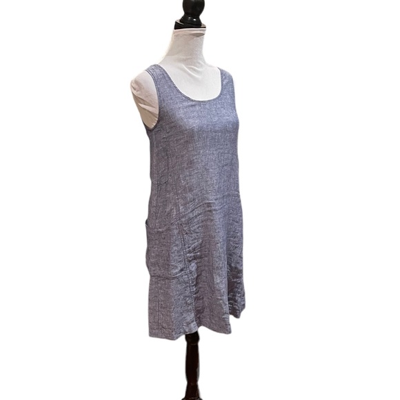 Artisan NY pullover sleeveless linen lagenlook minimalist blue dress extra small - Picture 2 of 11